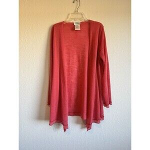 Creation L Women's Long Sleeve Coral Open Front Knit Cardigan Sweater Size 10
